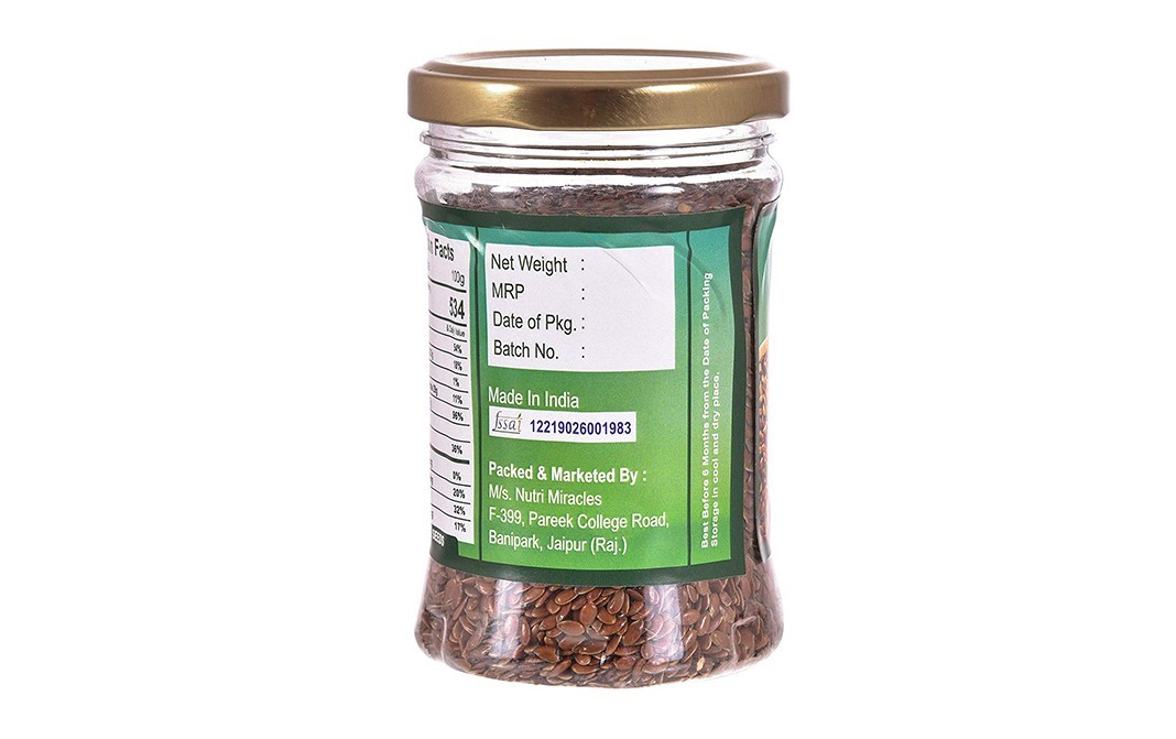 Nutri Miracle Flax Seeds    Glass Jar  150 grams